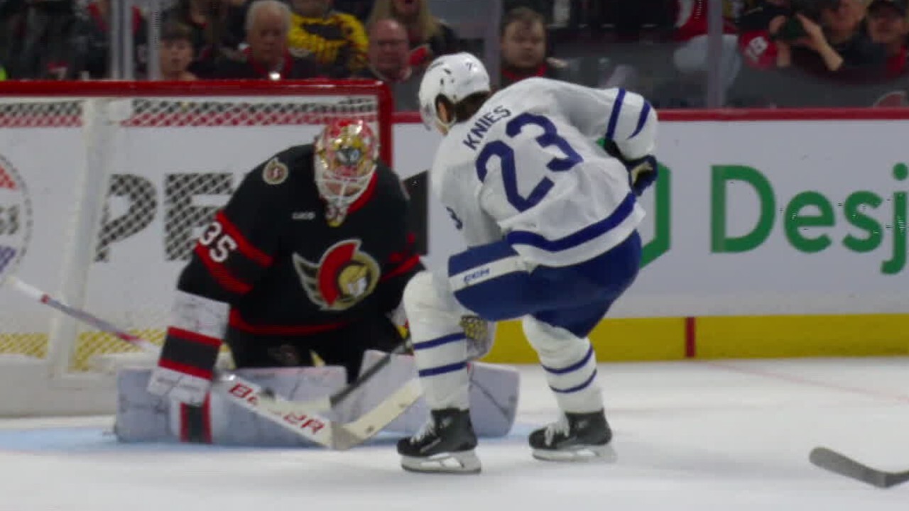 Gotta See It: Maple Leafs’ Knies goes upstairs to beat Ullmark on breakaway