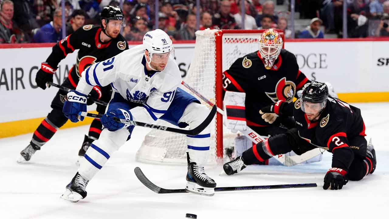 Maple Leafs’ Tavares, Berube sound off on Zub’s overtime hit
