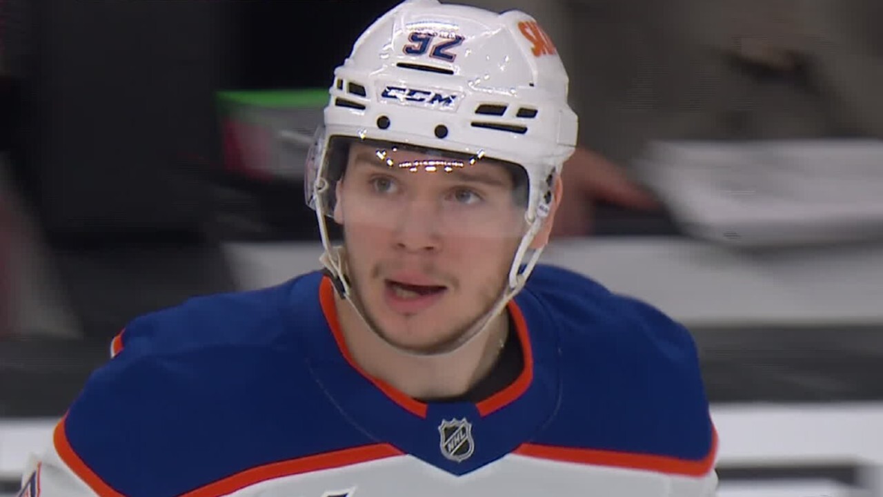 Oilers’ Podkolzin rips wrister past Hill for first career post-season goal