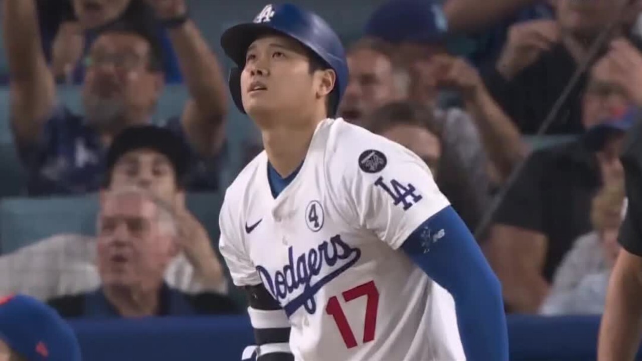 Dodgers’ Ohtani belts moonshot for solo homer vs. Mets